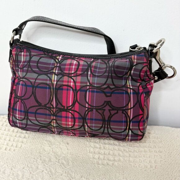 Y2K Coach Signature Tartan Top Handle Pouch F44166 Glitter Demi Mini Bag - Picture 6 of 10